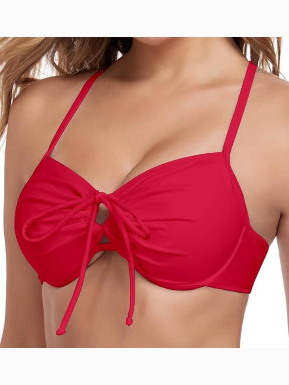 Underwire Molded Cup Tie Front Bikini Top